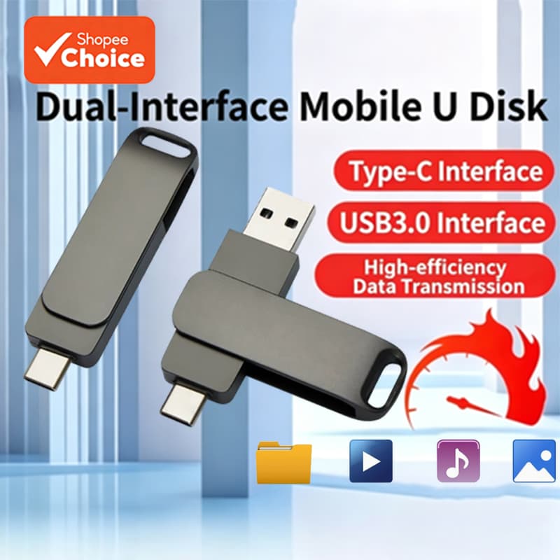 Pen Drive USB 3.0 Tipo-C 64GB 128GB à Prova d'Água para Armazenamento de Dados