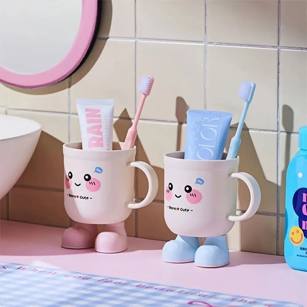 Conjunto adorável de porta-escovas de dentes de desenho animado PP para casais – cuidado oral criativo pela manhã,