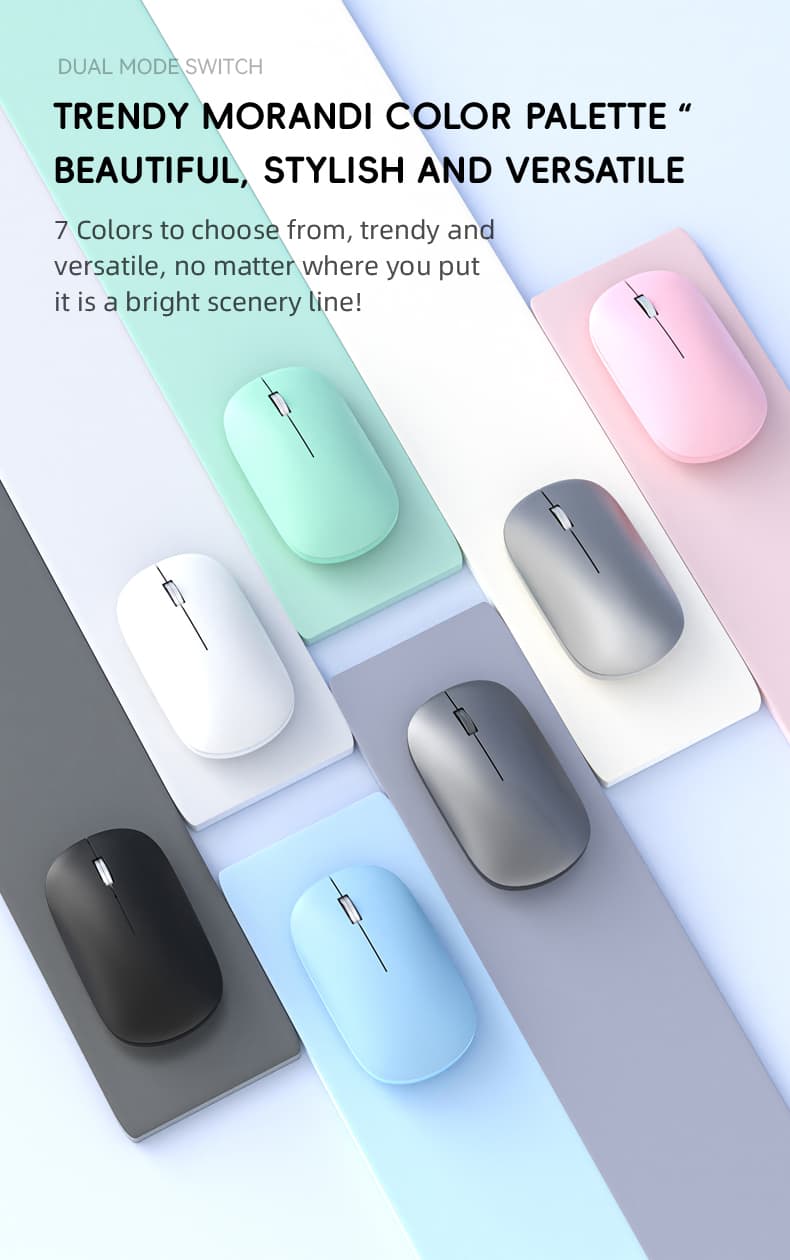 Mouse Óptico Sem Fio Bluetooth & 2.4 GHz para Computador com Receptor Nano USB, Portátil, Sem Fios, Rastreamento Suave,