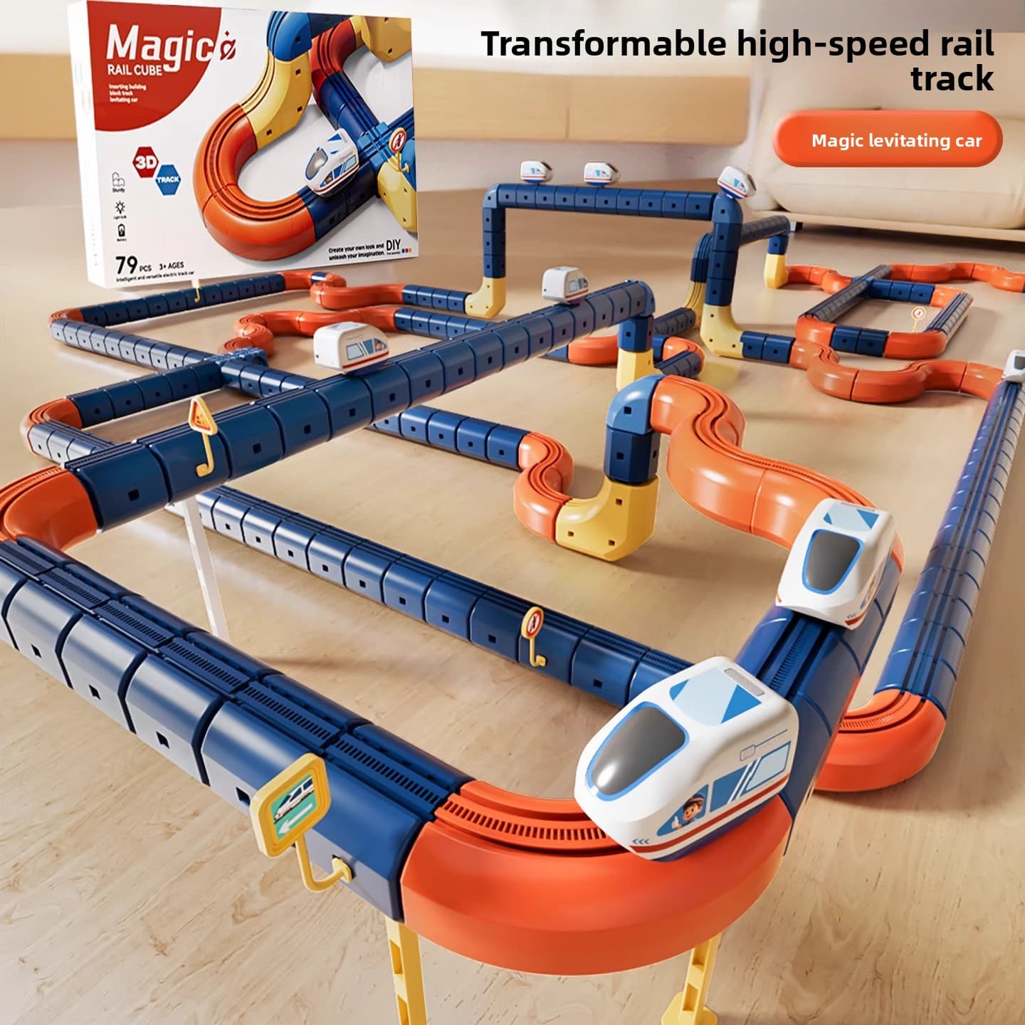 Conjunto de Brinquedos de Carro Elétrico Magnético Infantil para Pista, Cubo Orbital Magnético DIY, Construa uma