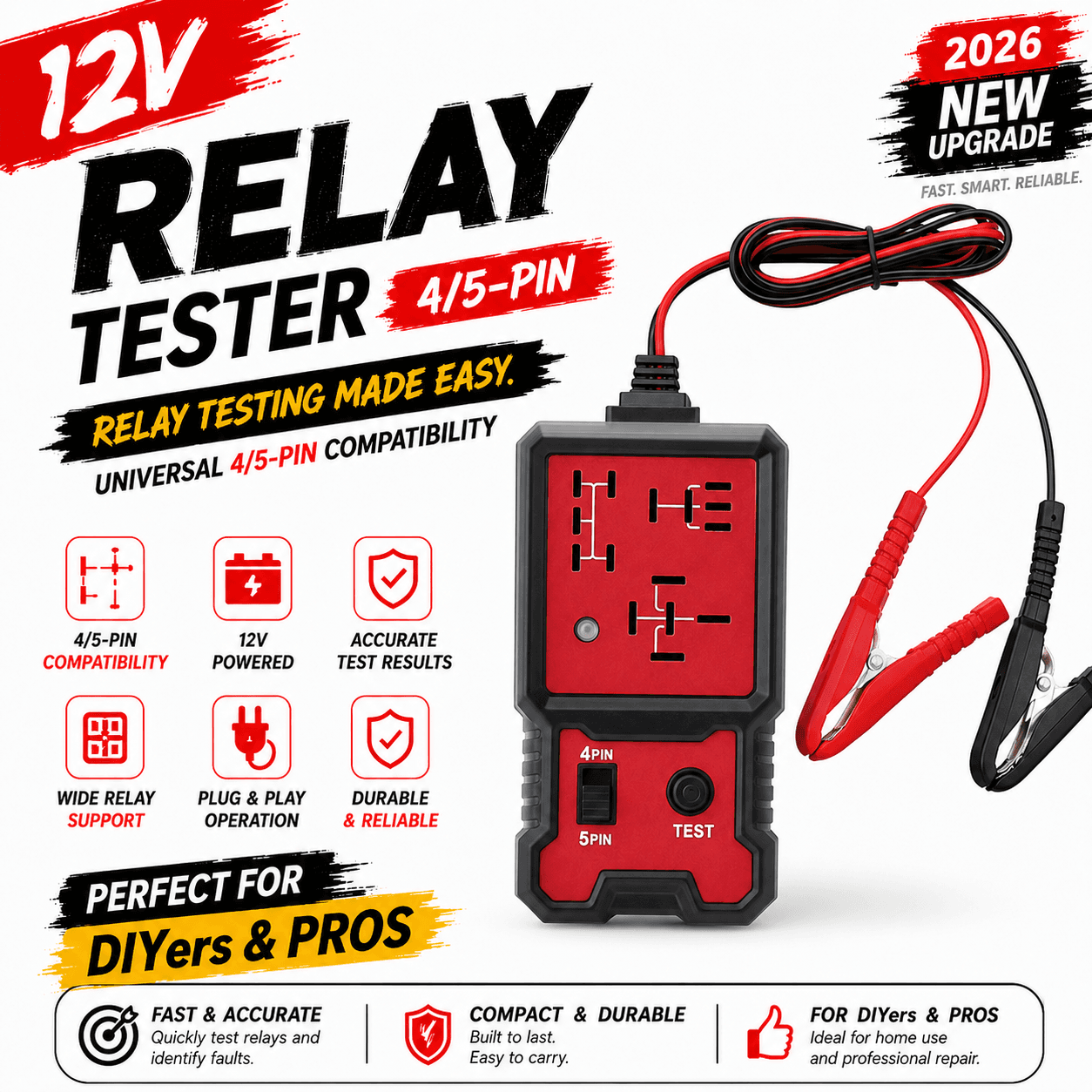 Doze V Testador De Relé De Bateria De Carro Indicador LED Ferramenta De Diagnóstico Verificador De Tensão 12v Eletrônica