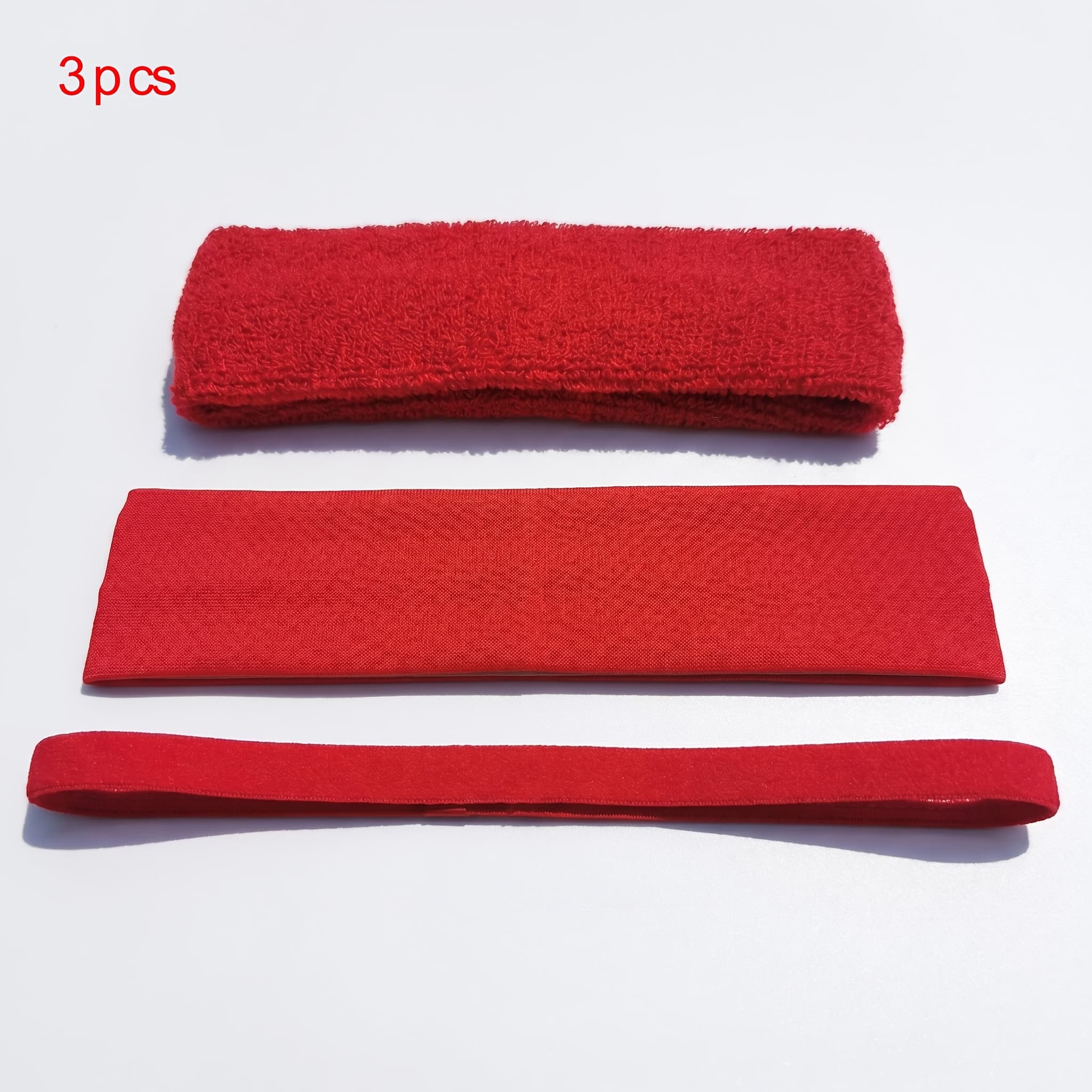 Conjunto De Faixa De Cabeça Esportiva De Malha – 3 Peças , Antiderrapante , Absorvente De Suor , Larga , Fina , Fitness