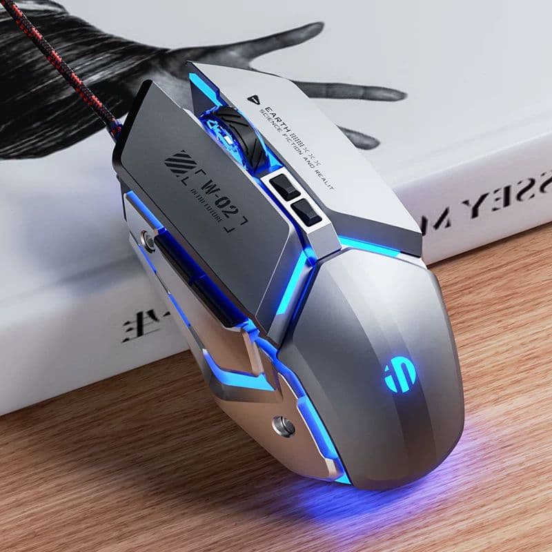 Mouse gamer silencioso Inphic W2, mouse de escritório para e-sports, sem fio e com fio, USB, compatível com teclados