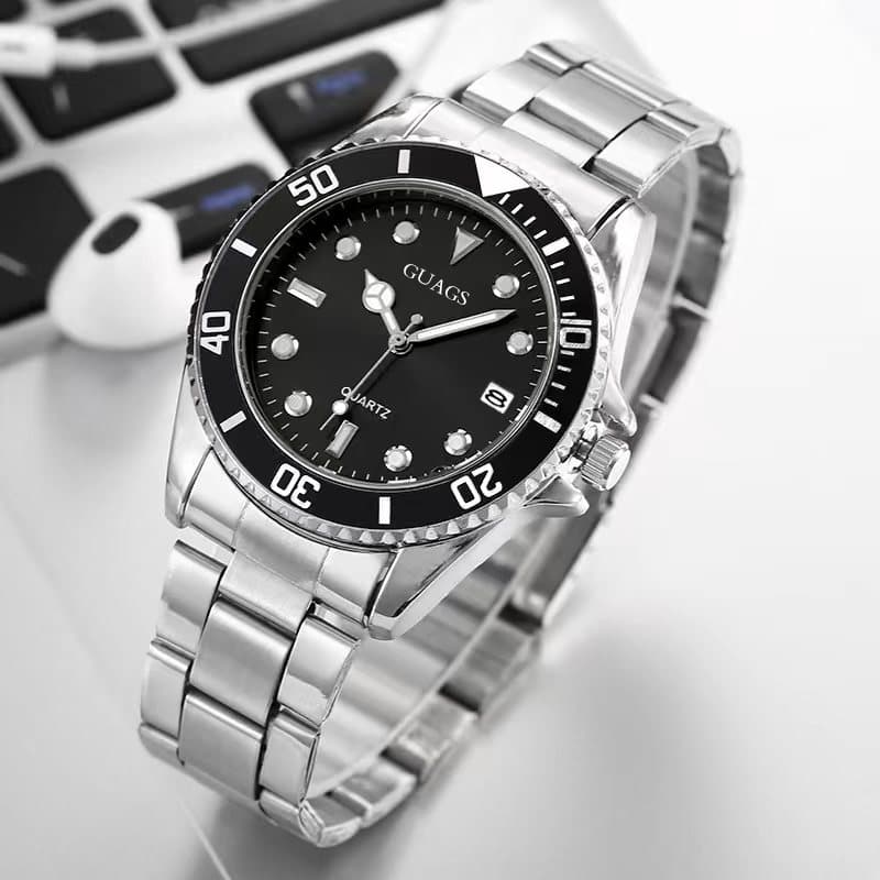 Relógio De Pulso Masculino Esportivo Redondo De Luxo Com Exibição De Data , Presente De Moda Empresarial Combinado