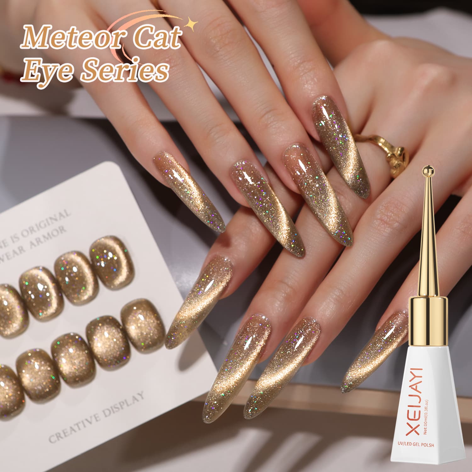 1 Unidade de Pó para Unhas de Olho de Gato Marrom 10ml, Pó Metálico Camaleão para Arte de Unhas, Glitter para Esmalte em