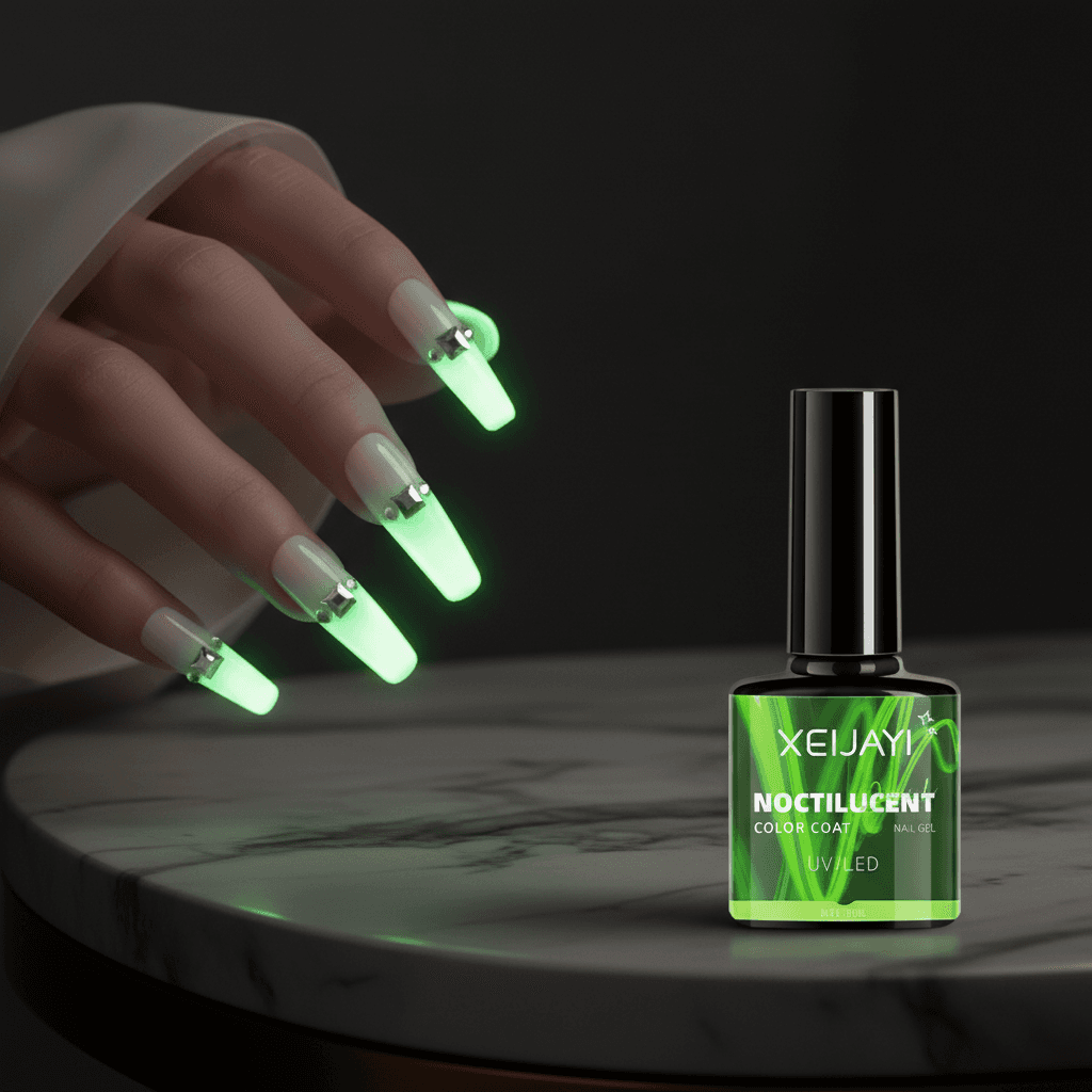 Esmalte de Unha Gel Top Coat Brilha no Escuro - Acabamento Luminoso para Salão em Casa Faça Você Mesmo - Duradouro e