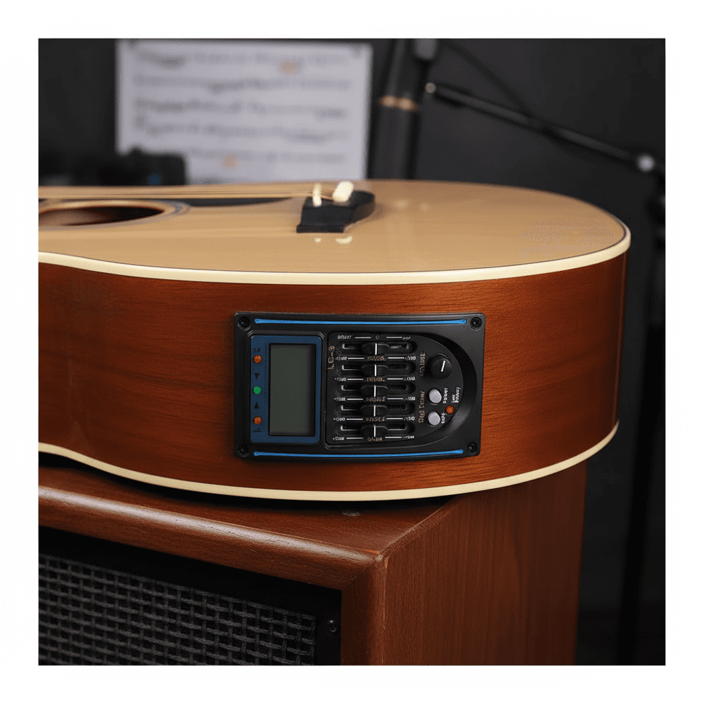 Pré-amplificador LC-5 para Violão Acústico – EQ de 5 bandas, Captador Piezo e Afinador Integrado