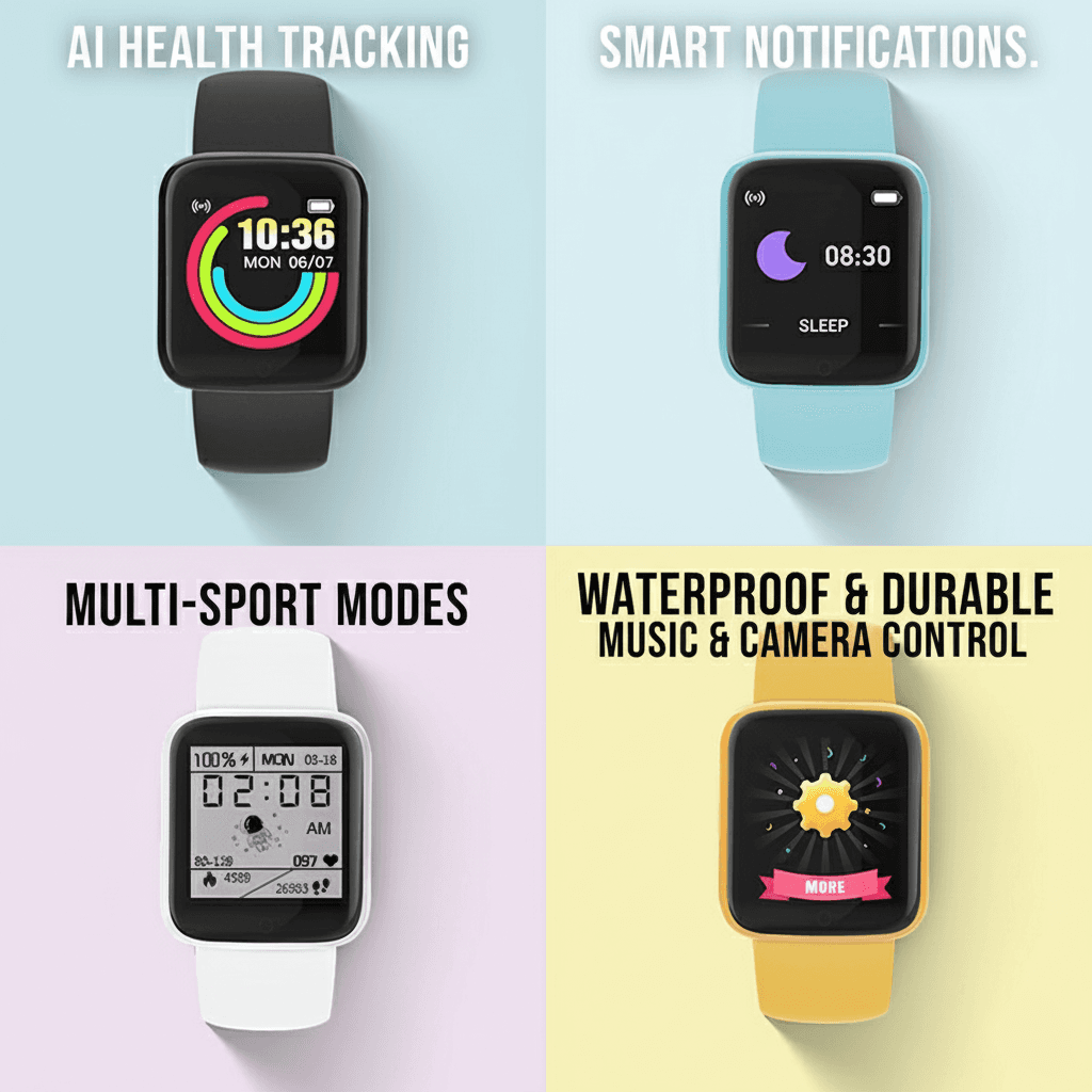 Y68 Crianças Smartwatch Relógio Inteligente Digital Monitoramento De Fitness Relógios Esportivos Eletrônicos Presente Na