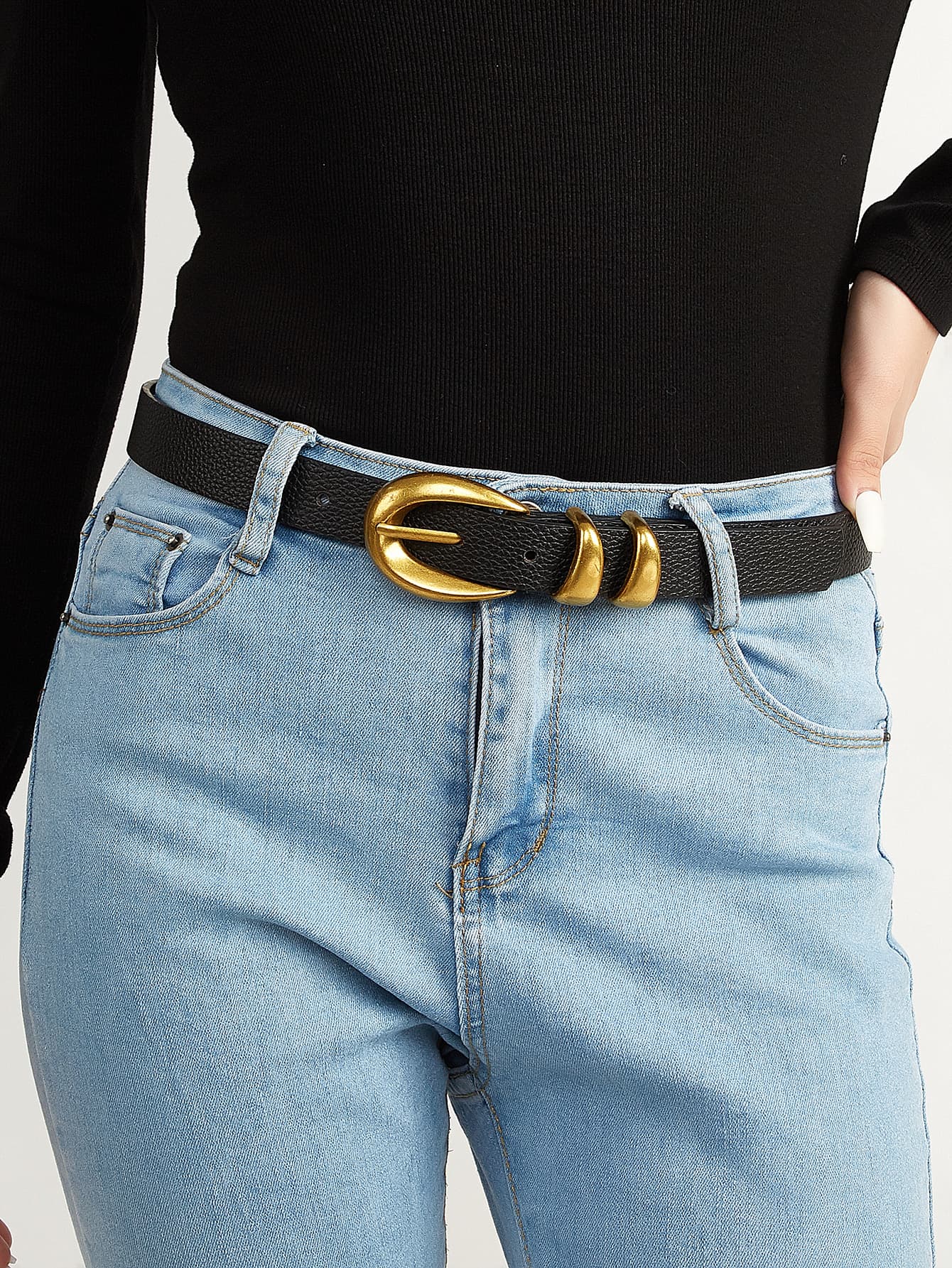 Cinto feminino, cinto vintage com argolas duplas em tom bronze antigo, cinto preto, cinto western, cinto Y2K, cinto