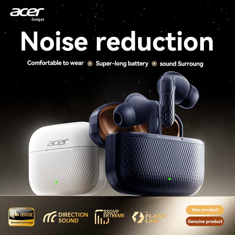 Fones de Ouvido Acer OHR636, Fones Bluetooth com Microfone, Fones de Ouvido sem Fio ANC, Fone de Ouvido Bluetooth TWS