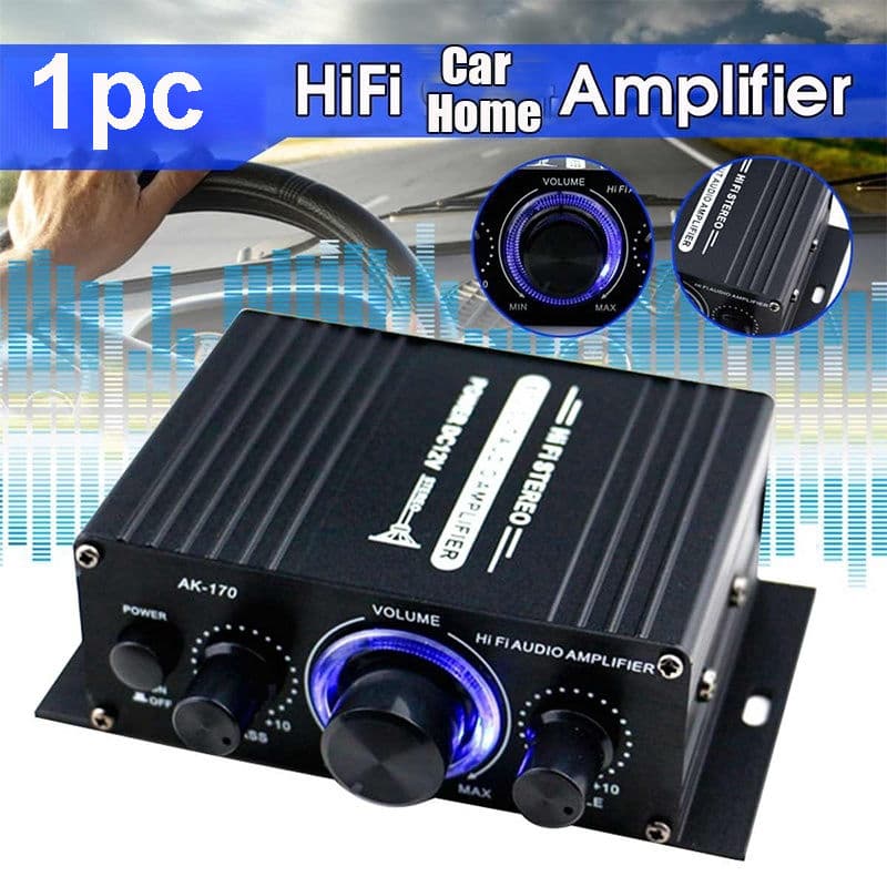 1PC Amplificador Universal de Carro AK170 Mini Amplificador de Mesa para Computador de Carro e Moto 12V, Alto-falante