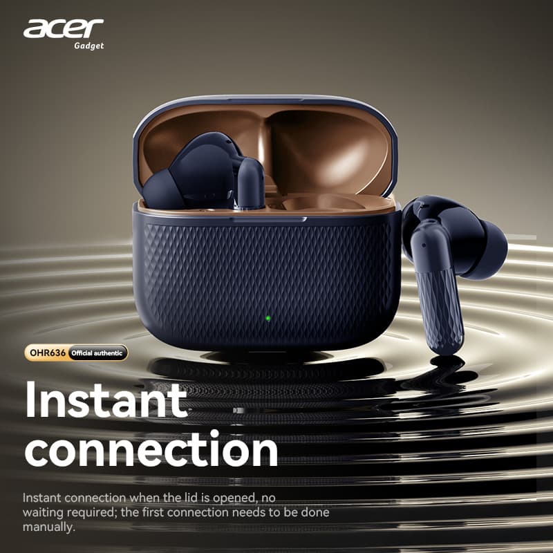 Fones de ouvido Acer OHR636, fones de ouvido Bluetooth 5.3, fones de ouvido sem fio TWS, fones de ouvido estéreo HiFi,