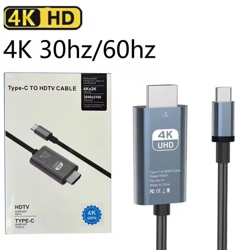 Cabo USB-C para HDMI 4K 60Hz, Conversor de Vídeo USB-C para TV, Laptop, Projetor