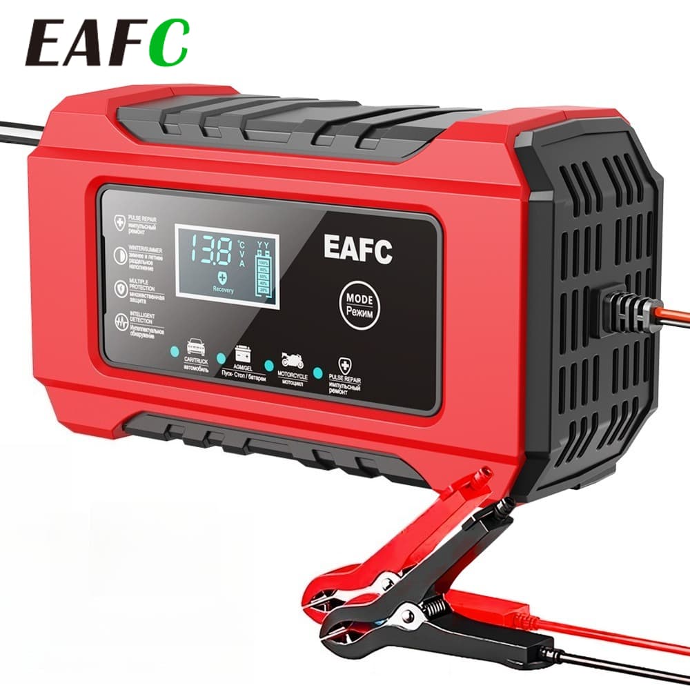 Carregador de Bateria Inteligente Trickle 12V 6A EAFC para Manutenção de Bateria 12V para Carros, Caminhões, Motos,