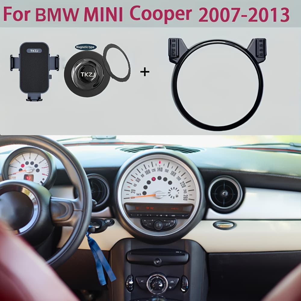 Para BMW MINI Cooper 2007-2013, Suporte de Celular Veicular com 2 Painéis de Suporte Intercambiáveis (2 Estilos) e 1