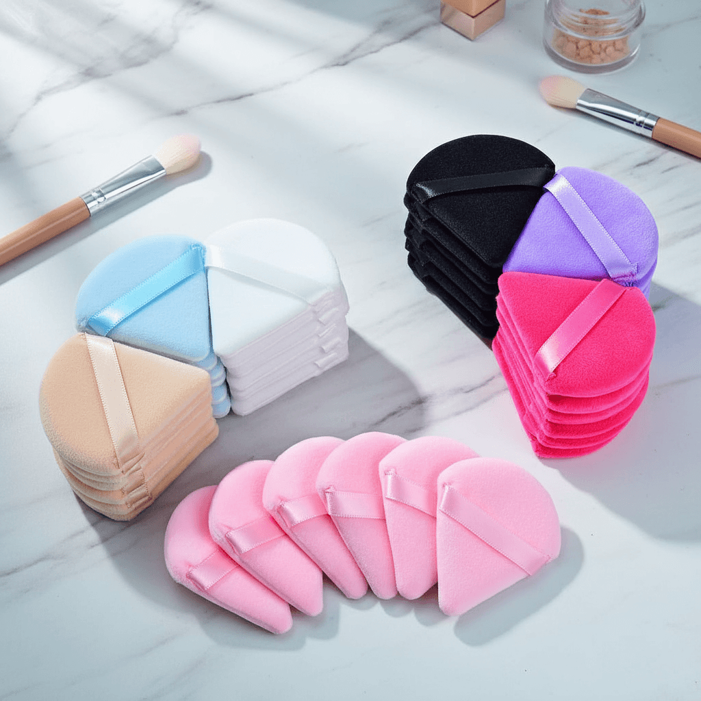 6-pack Triângulo Puff de Maquiagem, Puffs Macios para Pó Facial para Finalização, Contorno, Área dos Olhos, Cantos,