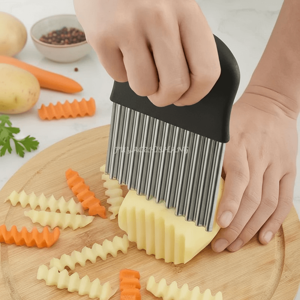 Fatiador Ondulado de Aço Inoxidável para Batata Chips, Massa, Frutas, Legumes, Cortador de Batata Frita, Utensílio de