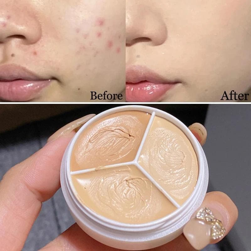 Kit de Corretivo com 3 Tons, Durável, Resistente à Água e Maquiagem Profissional para Iluminação do Rosto e Olhos.