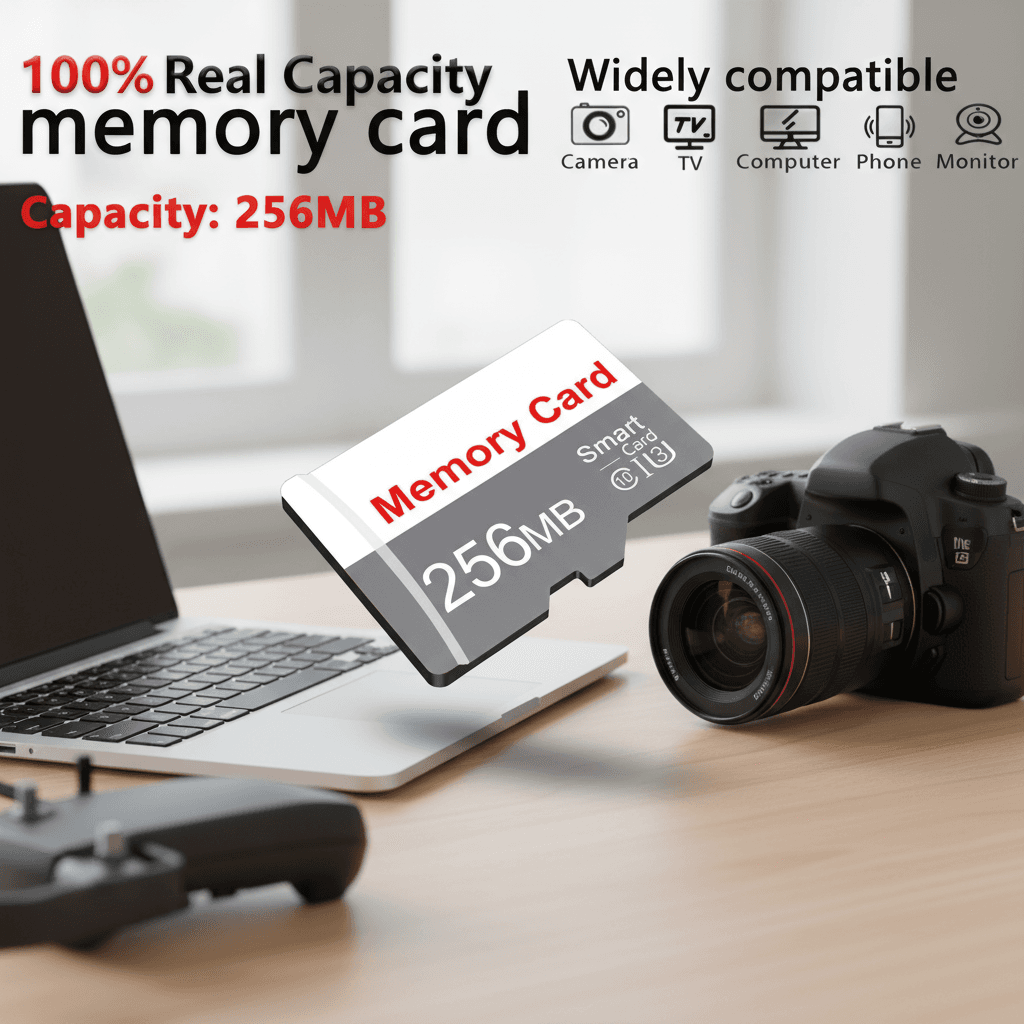 256MB MicroSD (TF) Cartão, Classe 10 A1, Memória Compacta para Celulares, Tablets, Câmeras