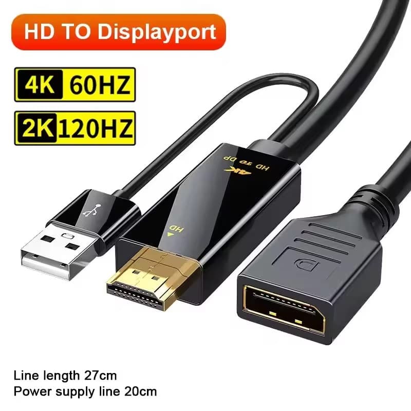Cabo HDMI para DisplayPort 4K 60Hz 2K 120Hz para PC Laptop PS5 Xbox Pro