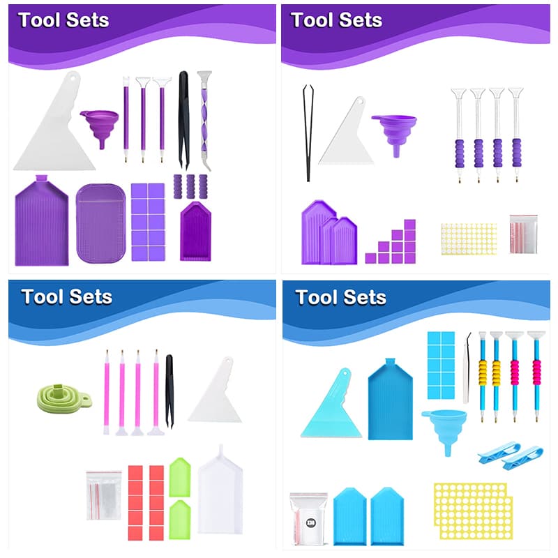 Kit De Ferramentas De Pintura De Arte Diamante Com Bandejas Clipes Antiderrapantes Pinça Cola Caneta 5D DIY Mosaico Bord