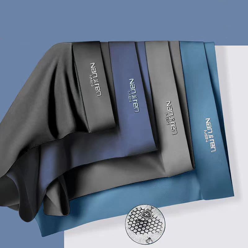 4 Peças Cuecas Boxers Masculinas de Seda Gelada, Roupa Íntima Respirável, Antibacteriana, Shorts Sensuais e Elásticos