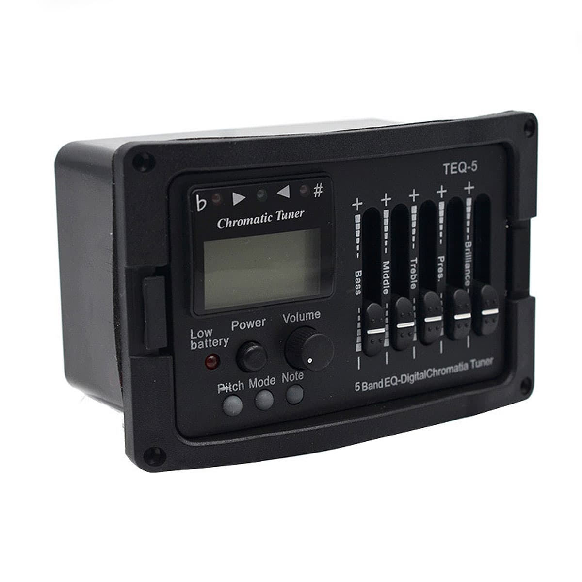 5 Band Pré-amplificador Equalizador para Violão Acústico Clássico com Afinador Cromático, Misturador Digital e Captador