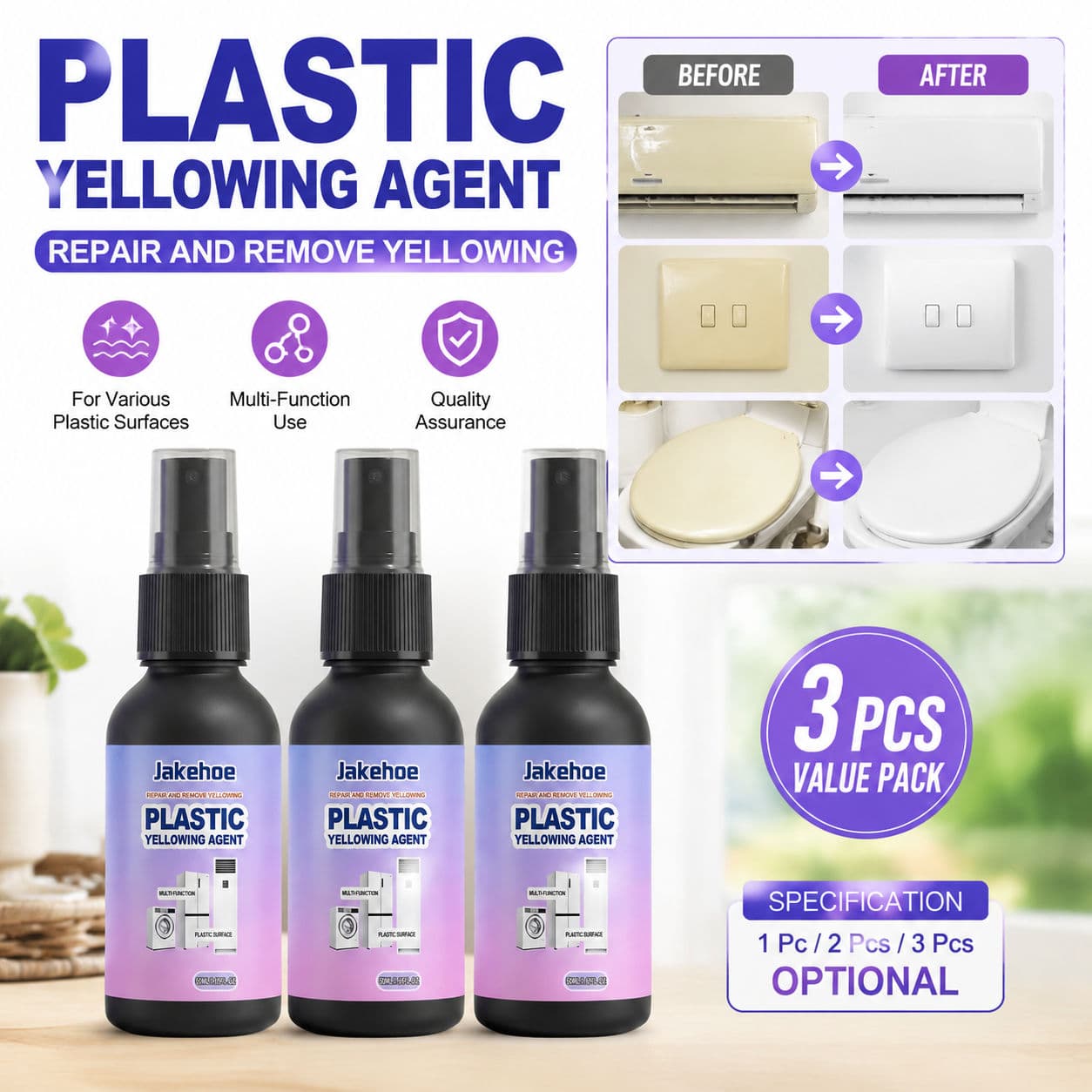 Um Pulverizador Plástico 50ml Do Líquido De Limpeza Amarelecimento Bloco , Restaurador Da Oxidação PVC Dos PP ABS Para E