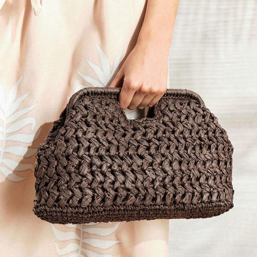 Nova bolsa de mão de praia com fecho vazado, bolsa clutch de grande capacidade para férias à beira-mar, bolsa punk