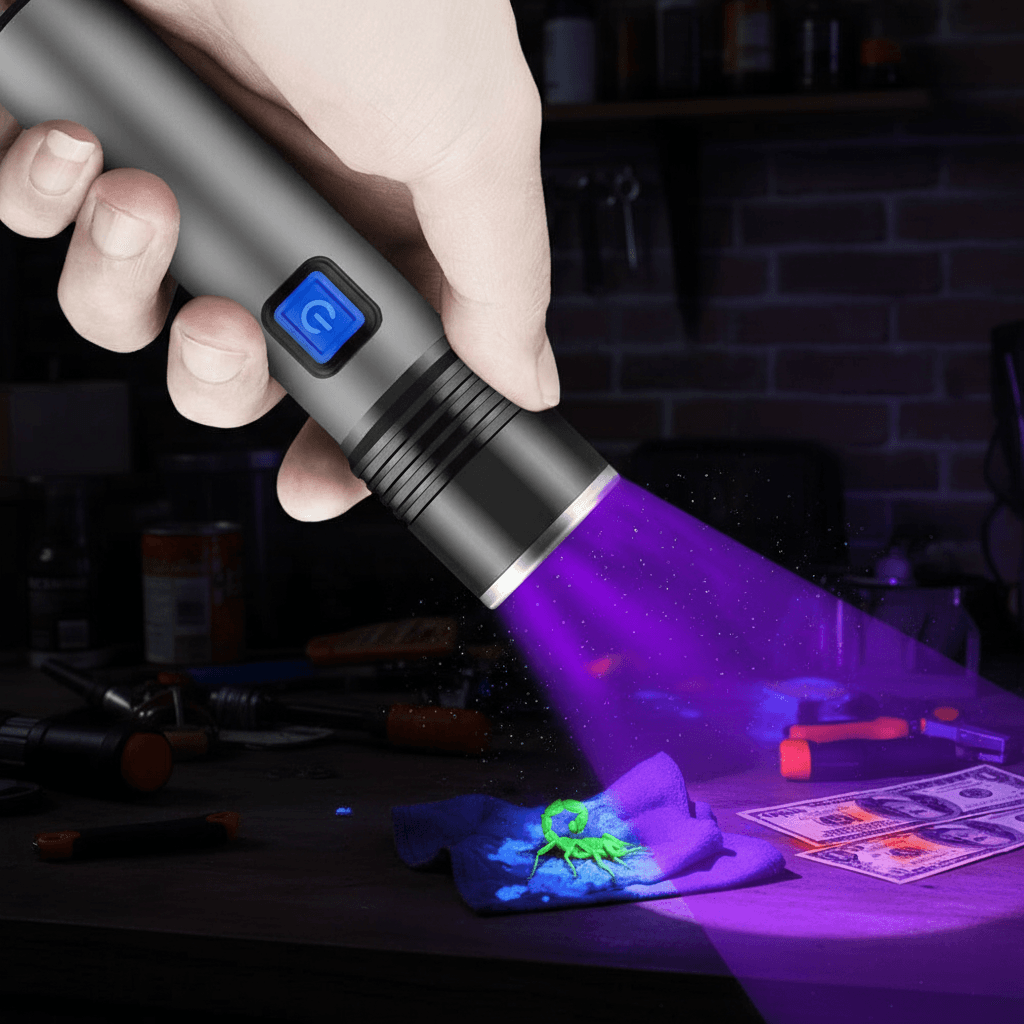 Lanterna Mini UV Recarregável (395nm), Luz Ultravioleta Super Brilhante para Detectar Dinheiro & Uso LED