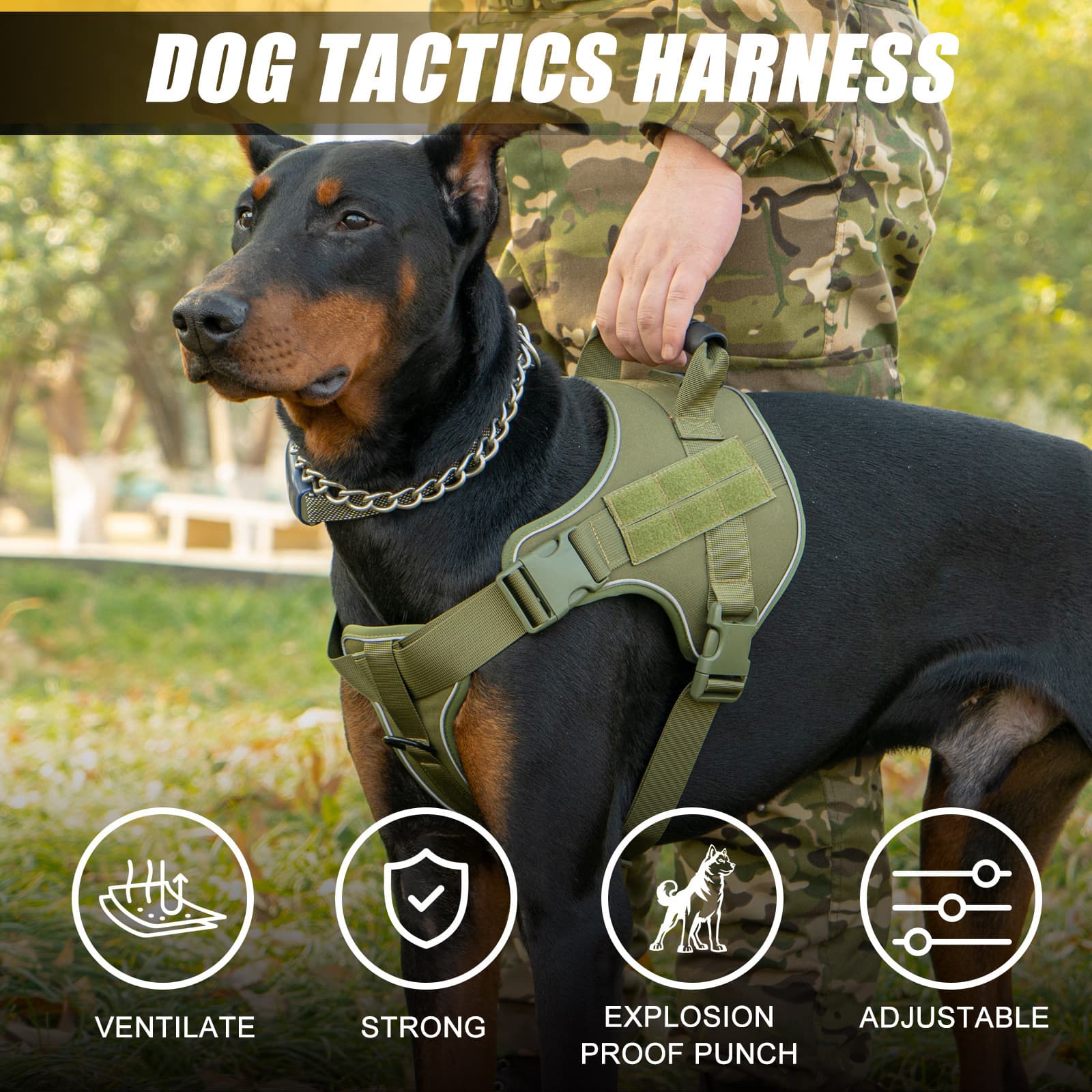 Arnês tático para tórax de pet com guia, colete refletivo respirável, antiescape, para uso noturno