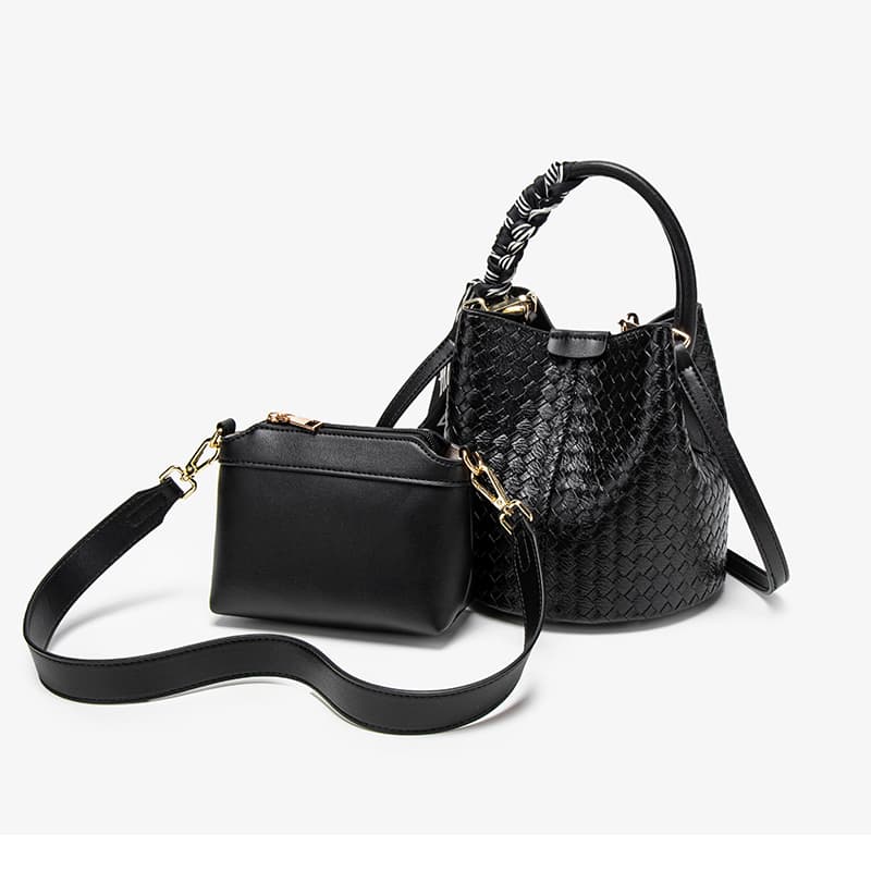Bolsa tiracolo mãe, nova bolsa de mão de textura de luxo leve 2026, padrão de trama, grande capacidade, bolsa-balde em
