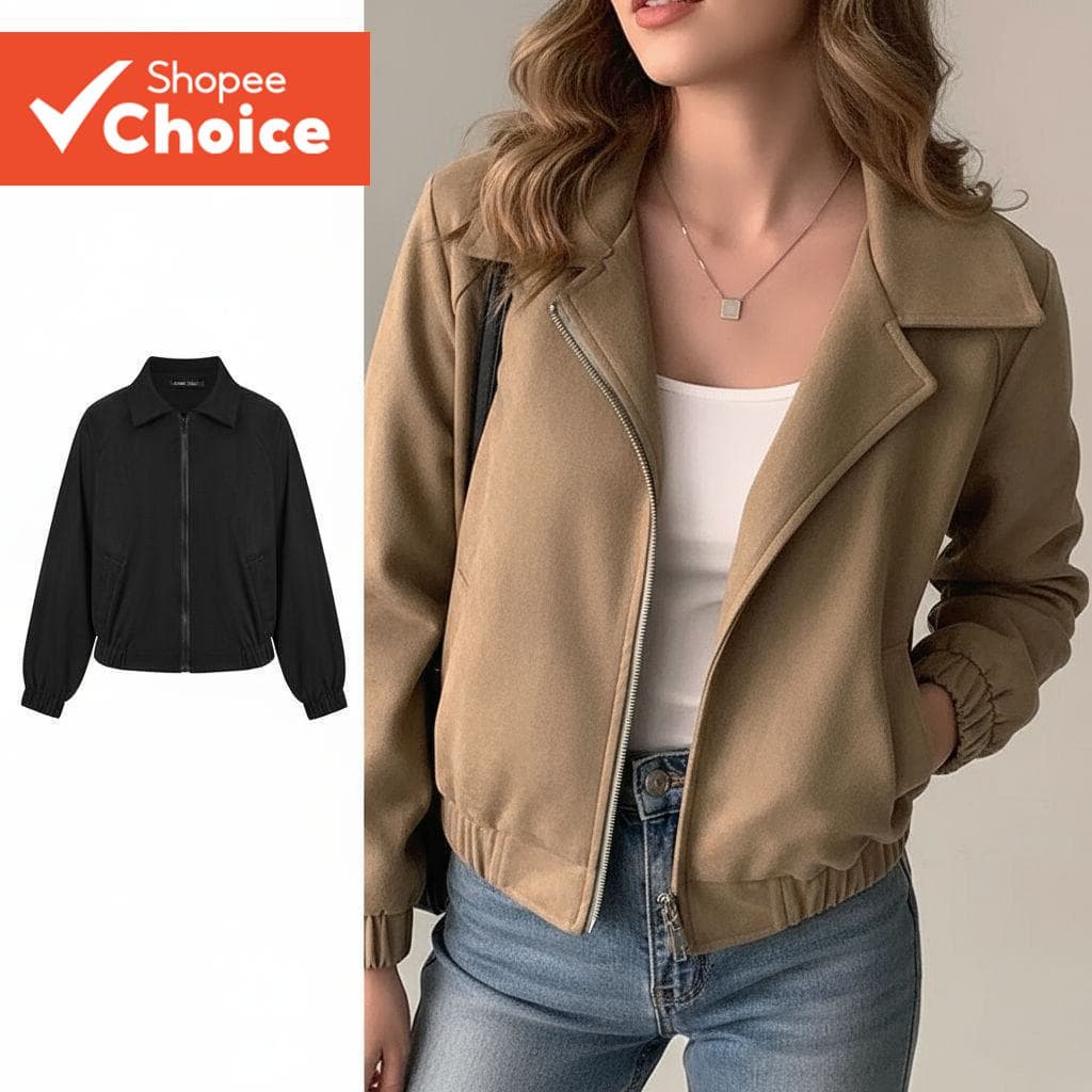 Jaqueta casual feminina com zíper LNE30129