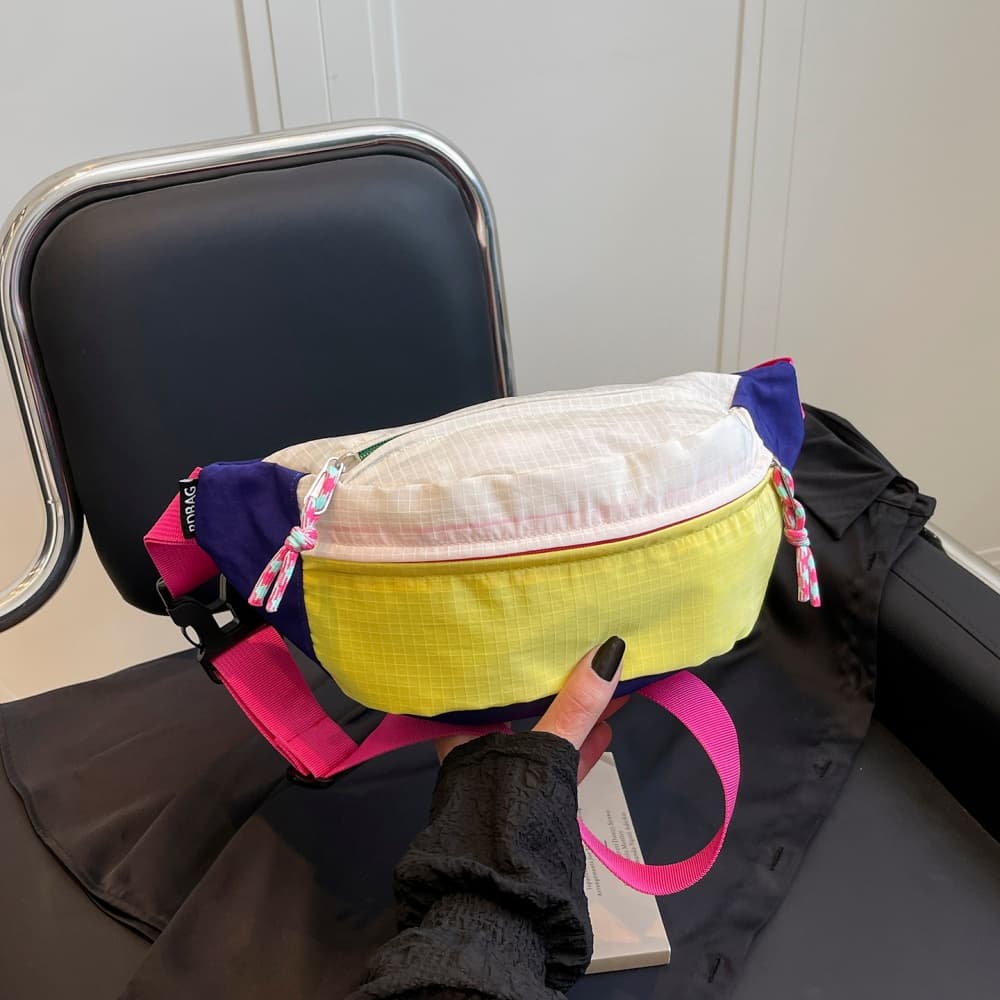 Pochete de Nylon Colorida, Pochete Transversal Ajustável, Bolsa de Cintura Esportiva Leve para Ciclismo, Corrida e