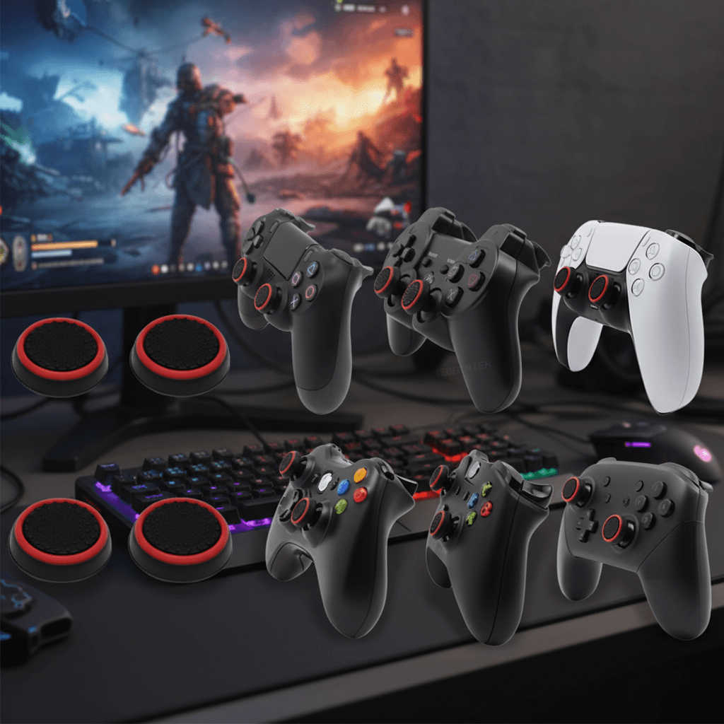 4 peças de tampas de grip de polegar de esqueleto para controle Xbox One/PS5/PS3/PS4/Switch Pro, bastões analógicos de