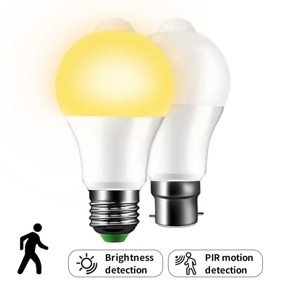 Lâmpada LED Inteligente Ativada por Movimento PIR AXUS 12W Base E27, Lâmpada de Sensor de Movimento Liga/Desliga