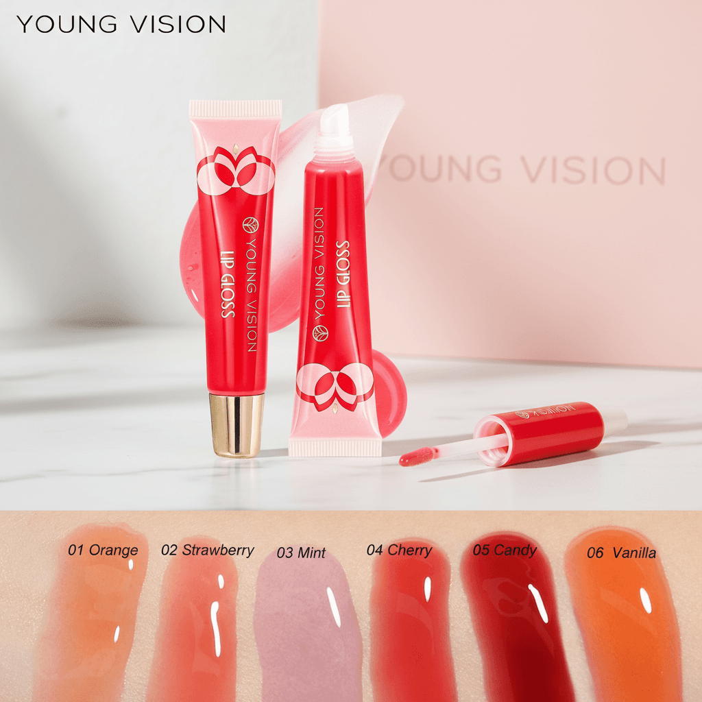 Óleo Labial com Aroma de Frutas, Bálsamo Labial Hidratante, Brilho Labial Gloss, Seis Cores, Batom Brilhante