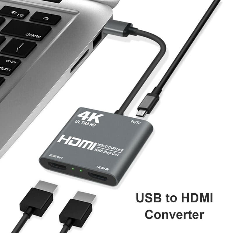 Adaptador De Placa De Captura De Áudio E Vídeo 1080P HDMI Para USB Com Saída De Loop 4K