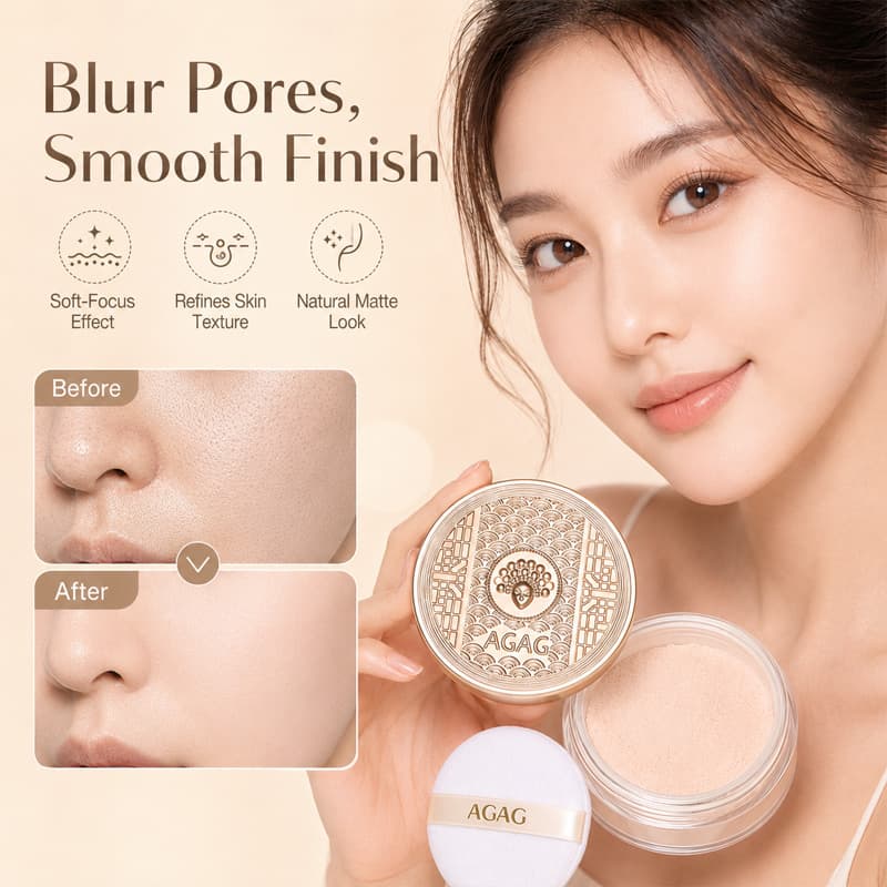 AGAG Beauty Style Light Loose Powder Corretivo Transparente Base De Configuração De Longa Duração