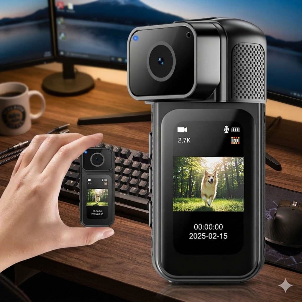 Câmera de ação WiFi mini 2,7K: POV portátil com montagem no capacete, à prova d'água, DV esportivo magnético para