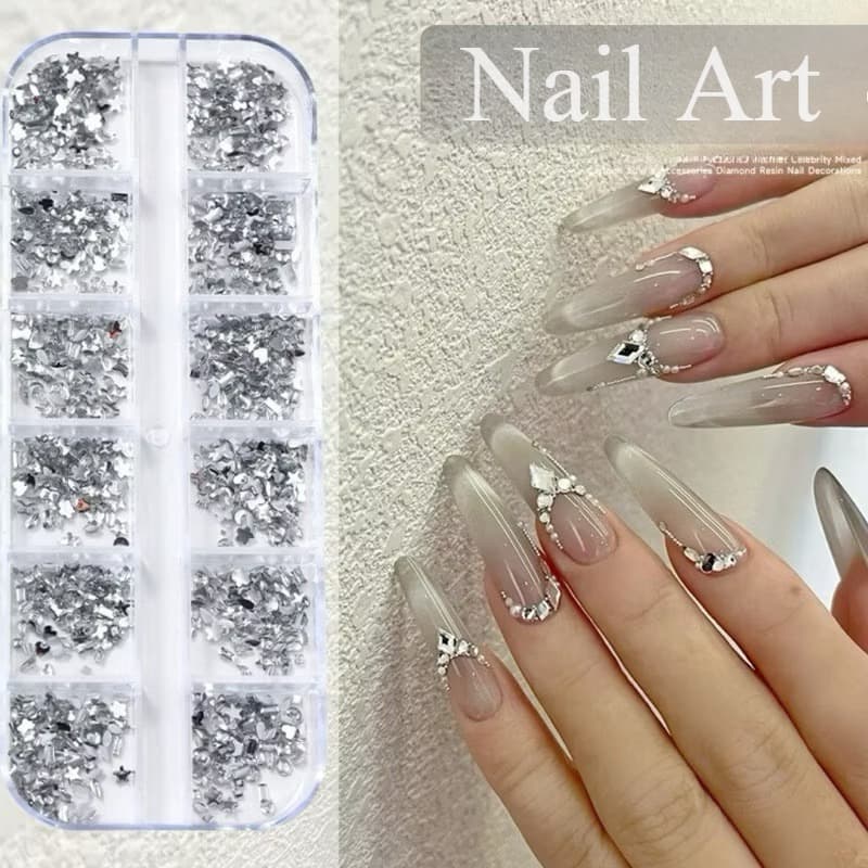 Kit de Strass para Arte de Unha, Mix de Cristais Coloridos Flatback, Cristais e Diamantes para Design de Arte de Unha,
