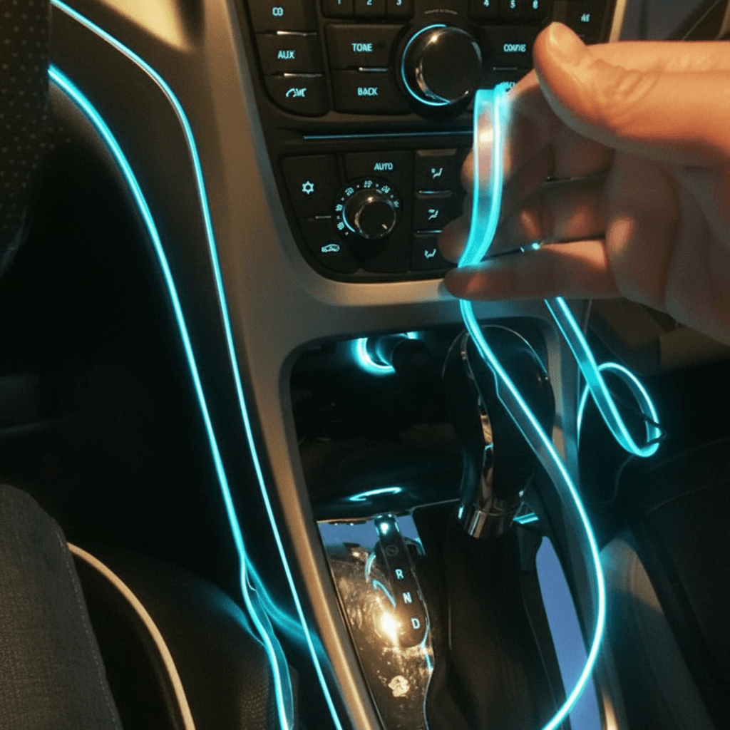 Fita de Luz El Usb para Interior de Carro - Lâmpada Ambiental Led Decorativa Diy de 1m 2m 3m 5m