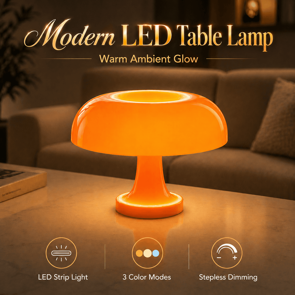 Candeeiro De Mesa Cogumelo Minimalista Moderno Quarto Cabeceira usb Iluminação Casa Noite Lâmpada