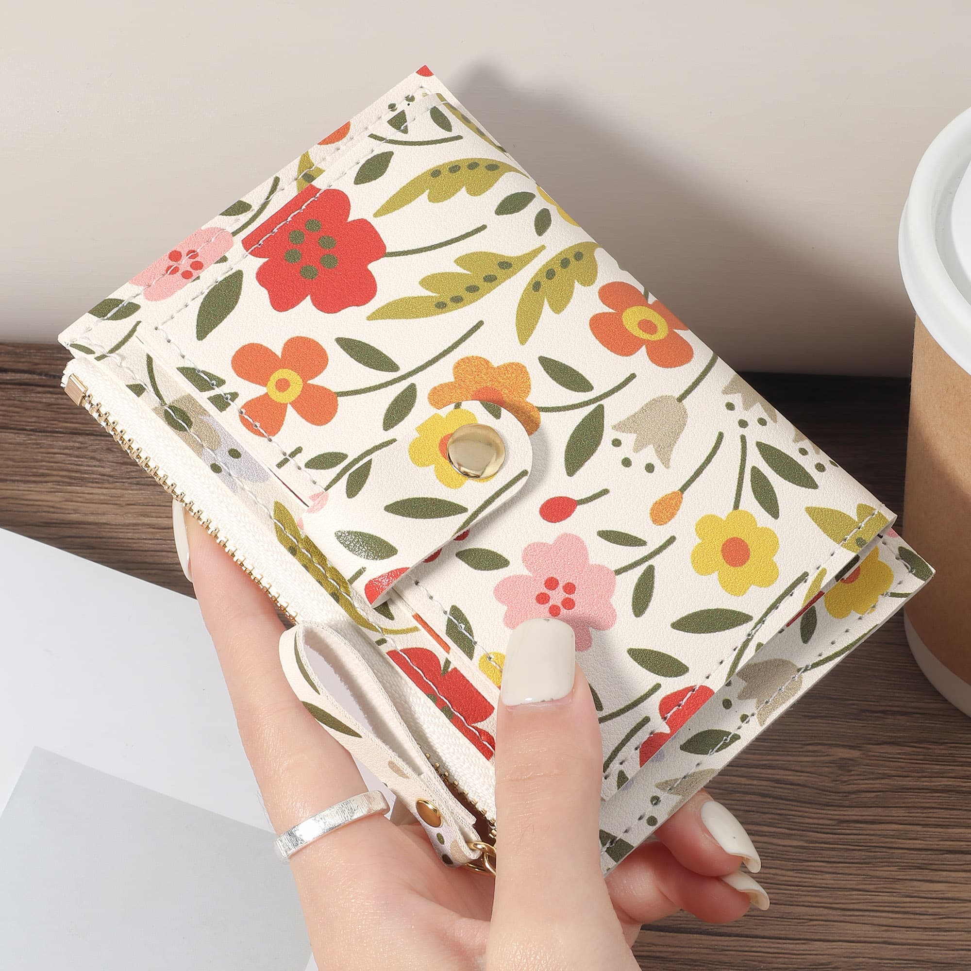 Carteira feminina multifuncional, bolsa de armazenamento de cartão de crédito curto, leve e portátil para dinheiro,