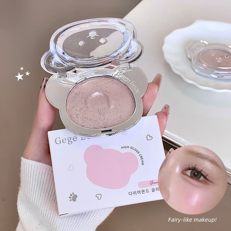 Creme iluminador com brilho diamante estilo coreano Gege Bear, volumizador e iluminador de água brilhante 3D, maquiagem