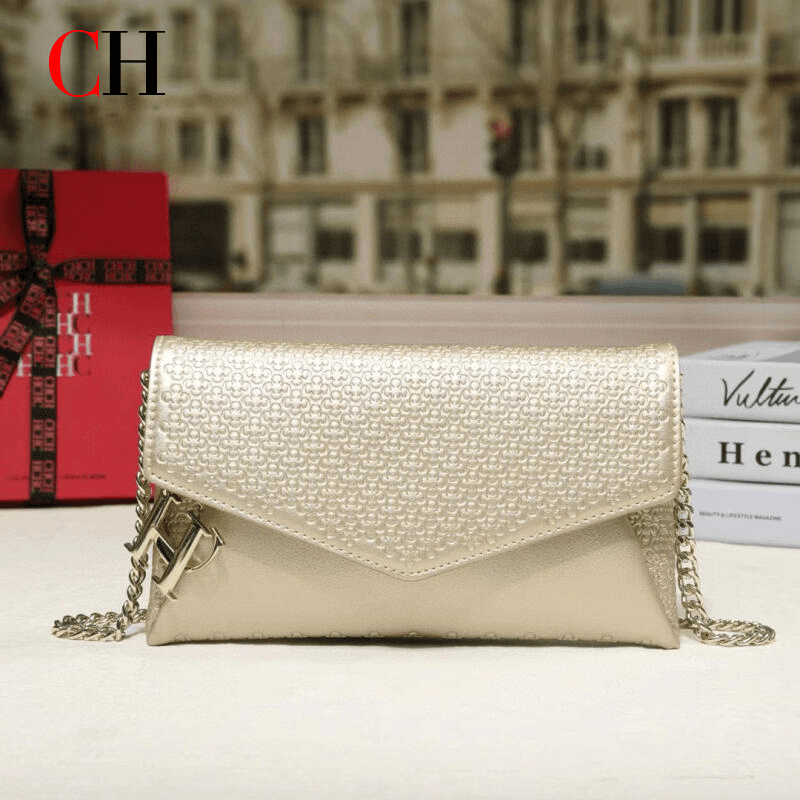 Bolsa Feminina CH Tiracolo Moda Bolsa de Ombro com Corrente Bolsa de Mão com Aba em Relevo Design Elegante e Inspiração