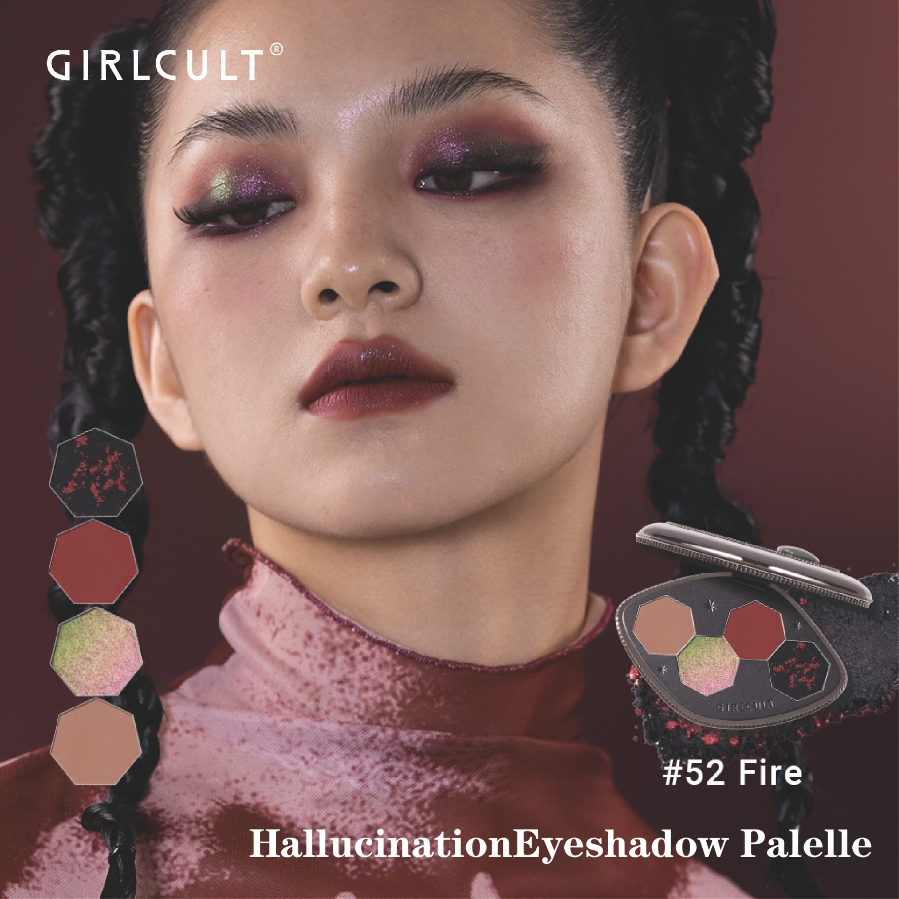 Paleta De Sombras De Quatro Cores Girlcult-Fosca , Brilhante E Camaleão , À Prova D'água De Longa Duração Para Maquiagem