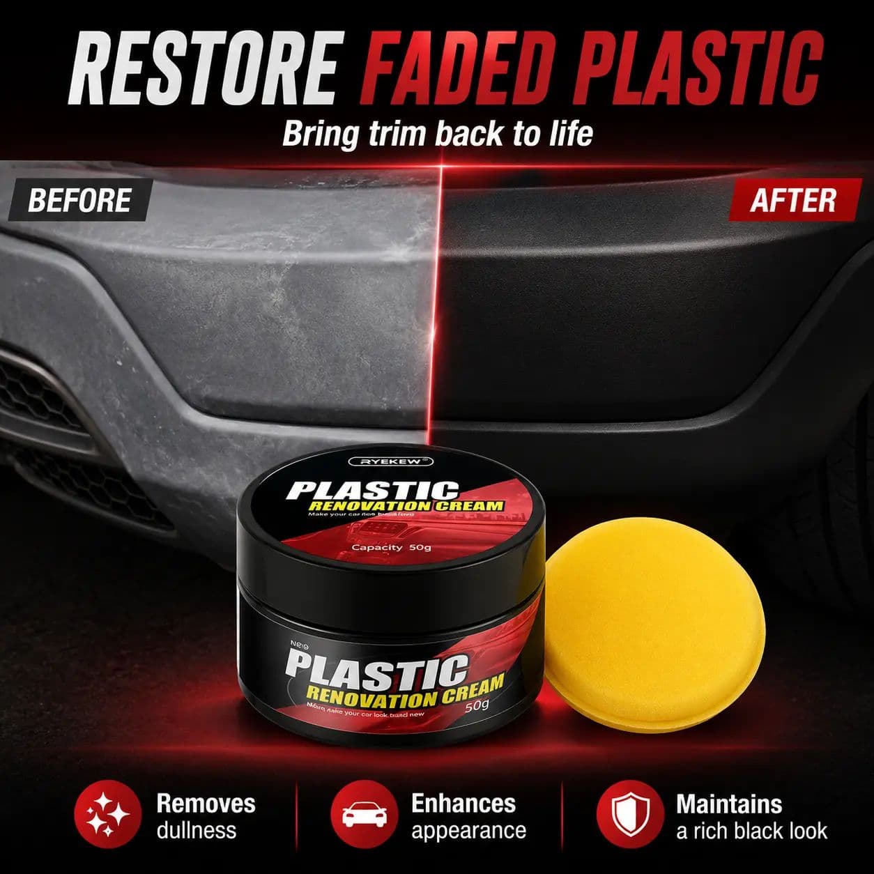 Bálsamo Restaurador De Guarnição De Pára-Choques Premium 50g Pasta De Restauração De Plástico Exterior Automático Cuidad