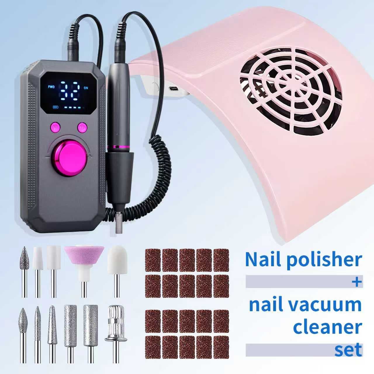 Conjunto de máquina elétrica de polimento de unhas, coletor de pó para unhas, lixa elétrica de unhas, ferramentas para