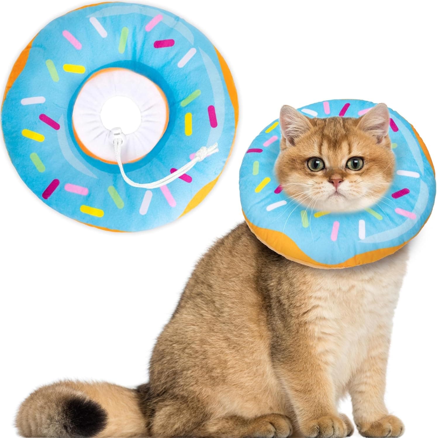 Hpetppy Coleira Macia Para Recuperação De Gatos , Cone De Rosquinha , Proteção Anti-Mordida , Travesseiro Ajustável Pesc